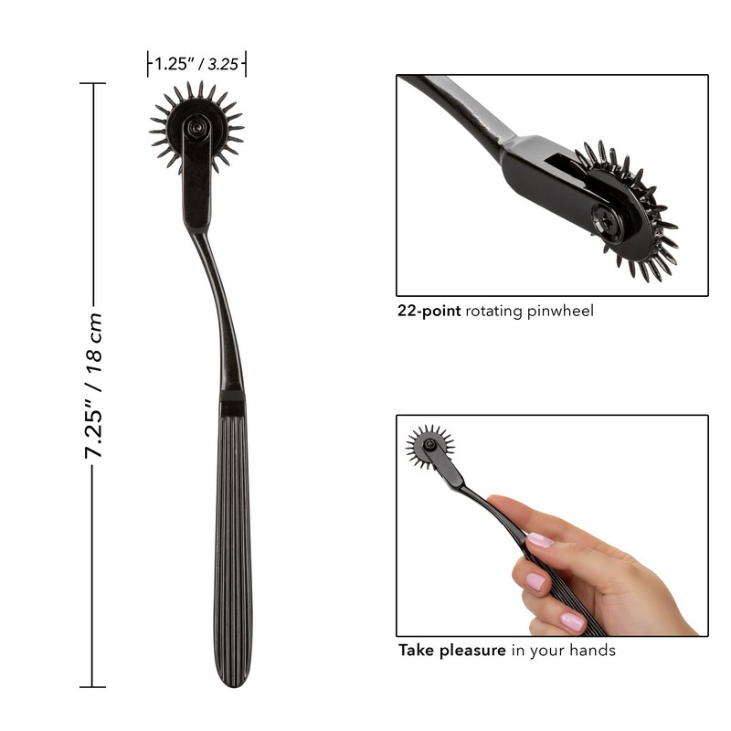 Boundless Sensory Pinwheel Stimulator product image Boundless Sensory Pinwheel Stimulator product sizing and length dimensions chart.