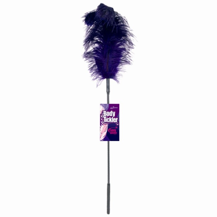 Purple luxury ostrich feather body tickler for adult wellness