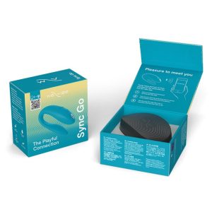 We-Vibe Sync GO Hands-Free Vibrations product image We-Vibe Sync Go displayed next to its compact, protective travel case.