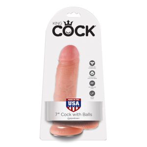 King Cock 7″ Cock with Balls Beige (7752725135602)
