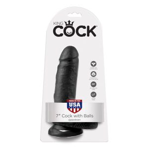 King Cock 7″ Cock with Balls Black (7692397412594)