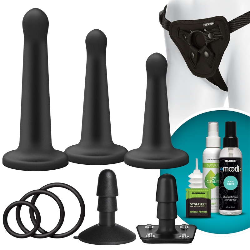 Doc Johnson Vac-U-Lock Platinum Silicone Pegging Set product image Image showing items in the pegging set