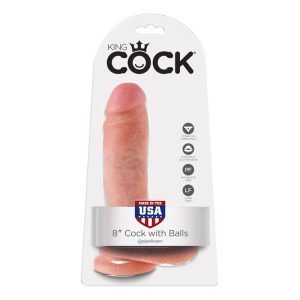 King Cock 8″ Cock with Balls Beige (7780854104306)