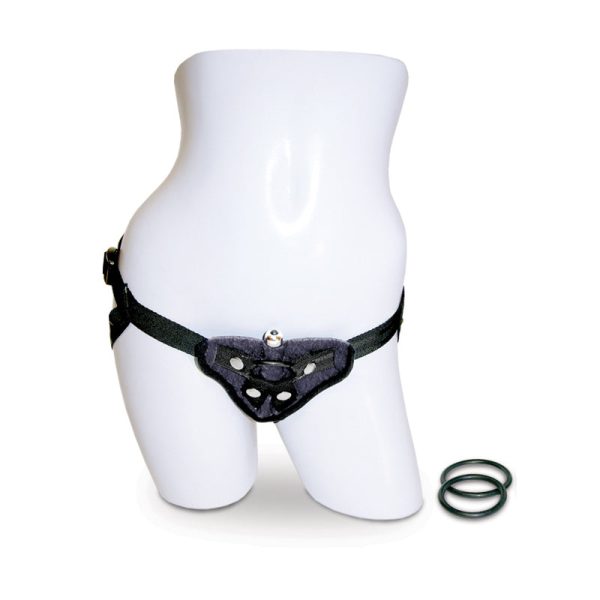 Vibrating Black Velvet Strap-On (7868231778546)