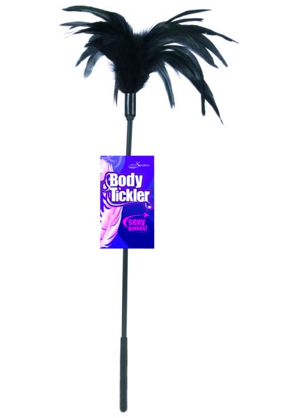 Sportsheets Sensual Feather-Topped Wand product image Sportsheets Sensual Feather Wand in Midnight Black sensory tickler toy.