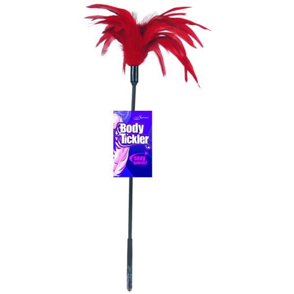 Sportsheets Sensual Feather-Topped Wand product image Sportsheets Sensual Feather Wand in Passionate Red lightweight bedroom tickler.