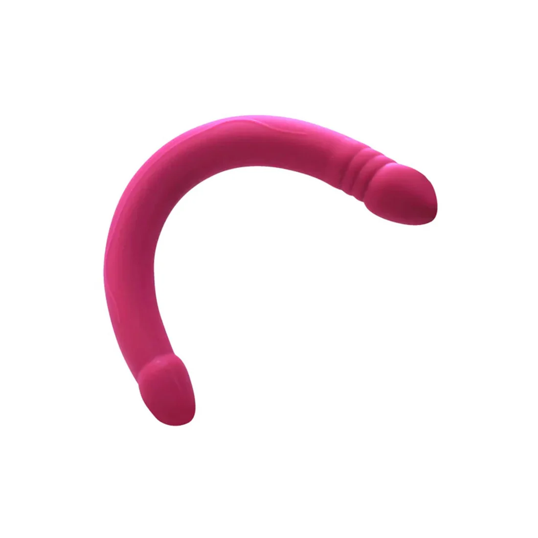Pink Real Double Do silicone double dong shown in flexible curved side profile.