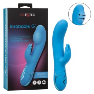 Insatiable G Inflatable G-Bunny – inflatable G-spot vibrator in retail packaging