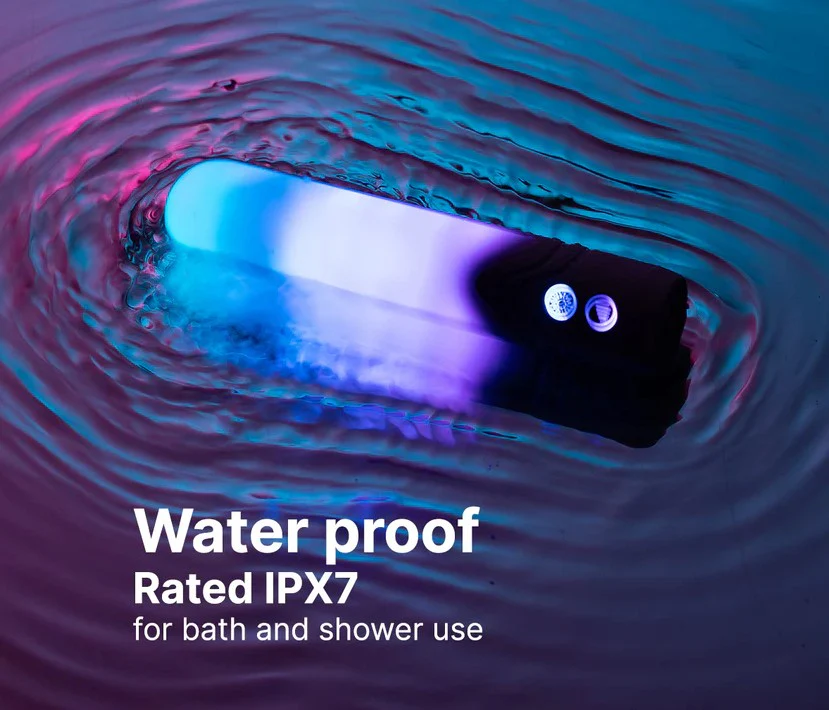 Illumination THE Bullet App Controlled LED Vibrator product image IPX7 waterproof app controlled led vibrator being splashed under water in a luxury bath tub or shower