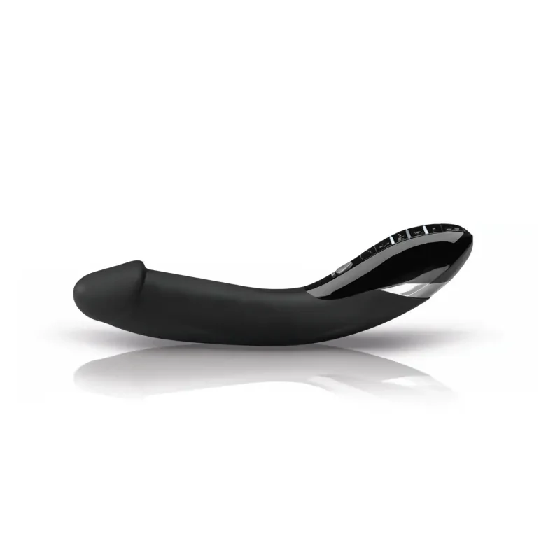 Mystim Tickling Truman eStim Vibrator - Black Edition product image Sleek ergonomic profile of the Mystim Tickling Truman e-stim device laying flat