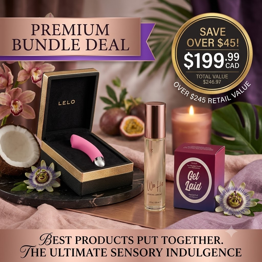 LELO GIGI 2 Pink + Intimate Essentials Value Bundle product image Premium LELO GIGI 2 Pink Intimate Essentials Value Bundle retail offer showing total value and savings with coconut and passionfruit styling.