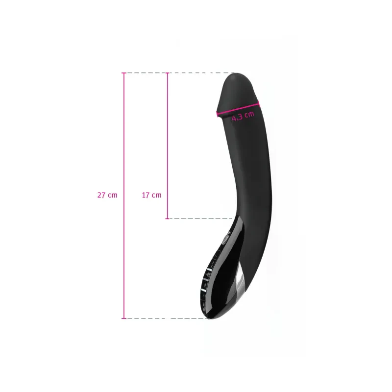 Mystim Tickling Truman eStim Vibrator - Black Edition product image Technical size chart showing 27 cm length and diameter measurements of Mystim Tickling Truman