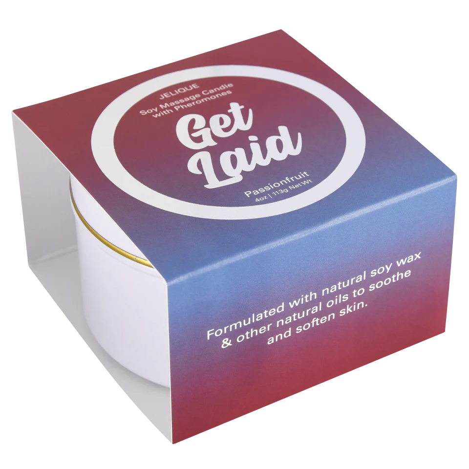 LELO GIGI 2 Pink + Intimate Essentials Value Bundle product image Jelique Get Laid passionfruit pheromone massage candle box and jar from Classic Erotica in the gigi 2 value bundle.