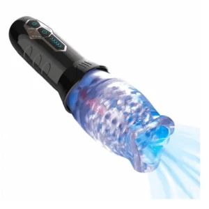 Animated GIF showcasing the Male Rose Gawk Gawk 3000 rotating 360 degrees to highlight its motorized oral simulation features.