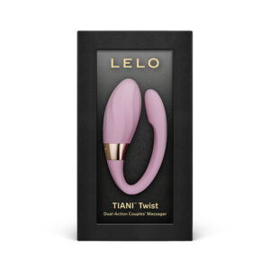 Front retail packaging box for the LELO TIANI Twist couples massager.