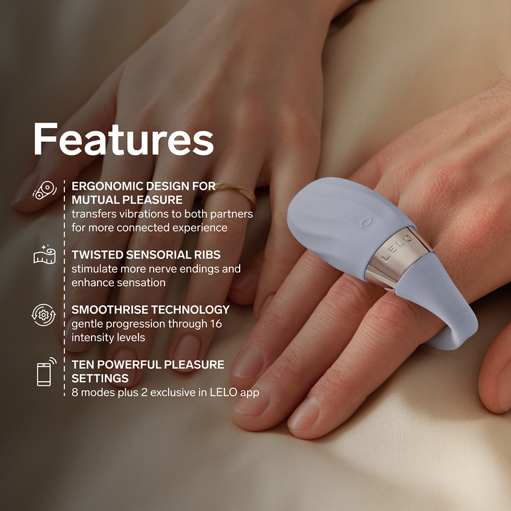 LELO TIANI⢠Twist App-Connected Couples Massager product image Infomercial graphic highlighting key product features and technology.