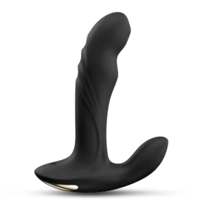 Studio display photo of the black Dorcel Multi P-Joy prostate massager standing upright on a clean white background.